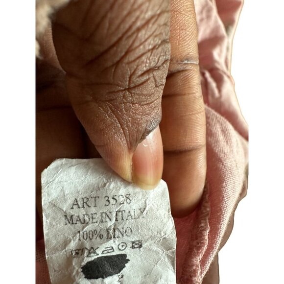 Lin Blanc 100% Linen Pink Floral Embellished Long Dress Lagenlook- Sz 46 Unique - Picture 5 of 10